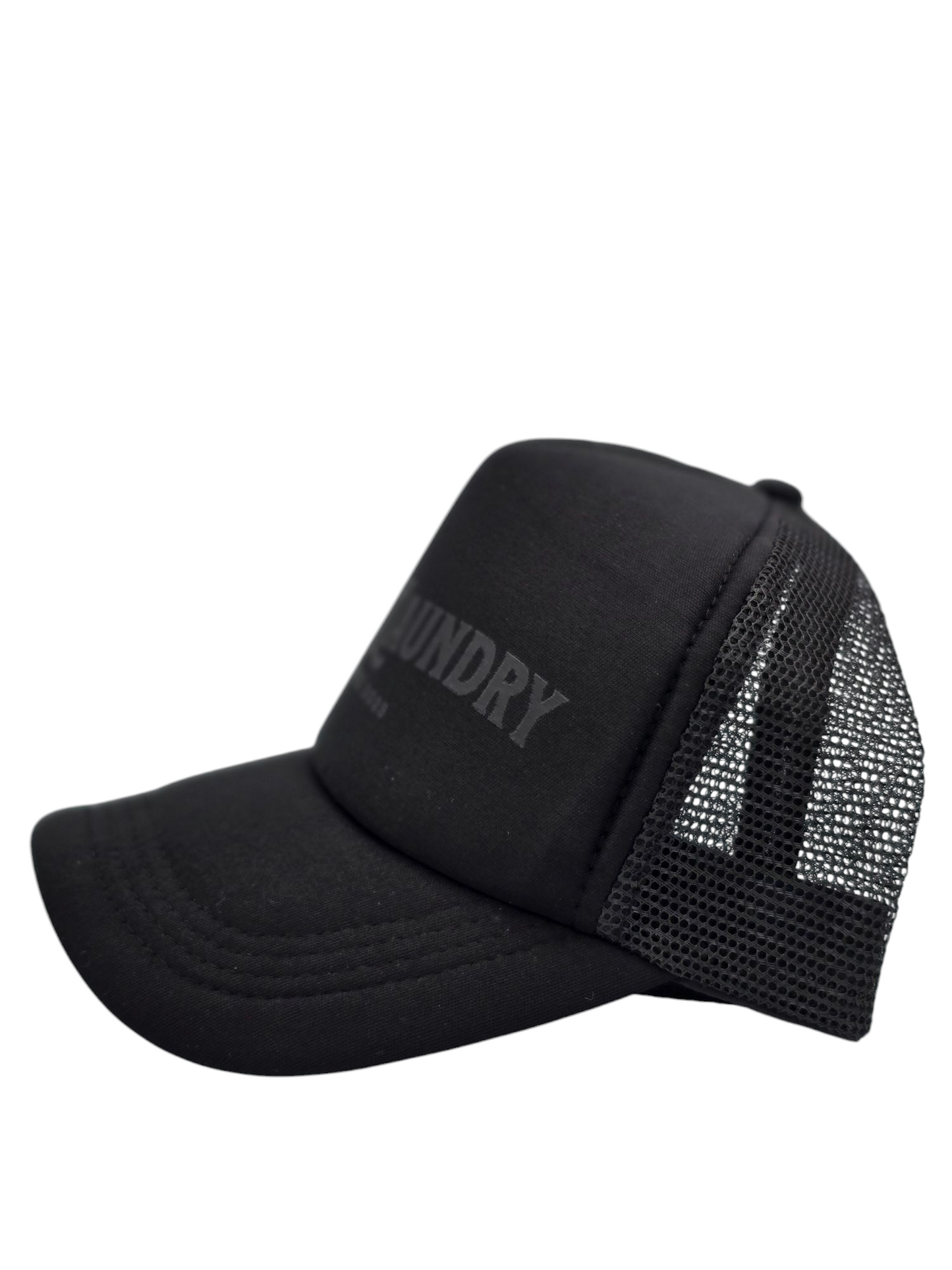 Black on Black Last Dayz Laundry Trucker Foam Snapback Hat a Christian Clothing Brand